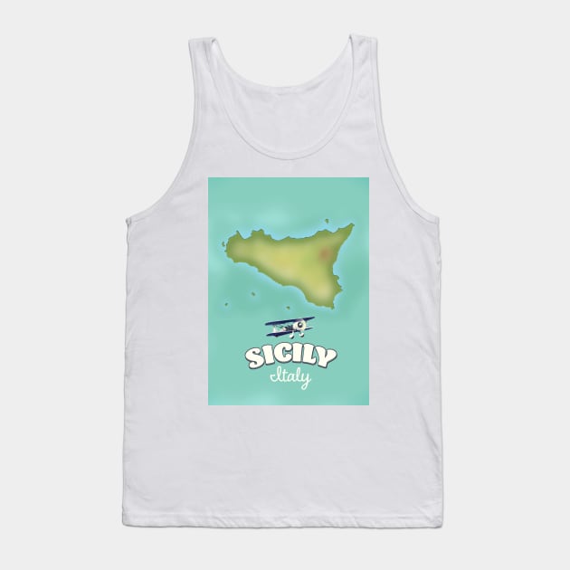 Sicily Italy map Tank Top by nickemporium1